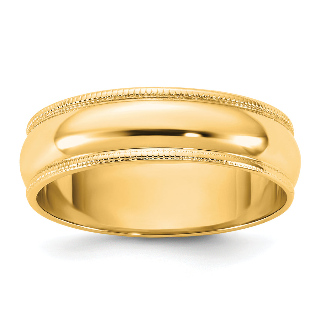 5.5mm 10K Yellow Gold Lightweight Milgrain Half Round Wedding Band - Sophia Jewelers