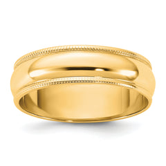 10KY 5.5mm LTW Milgrain Half Round Band Size 14