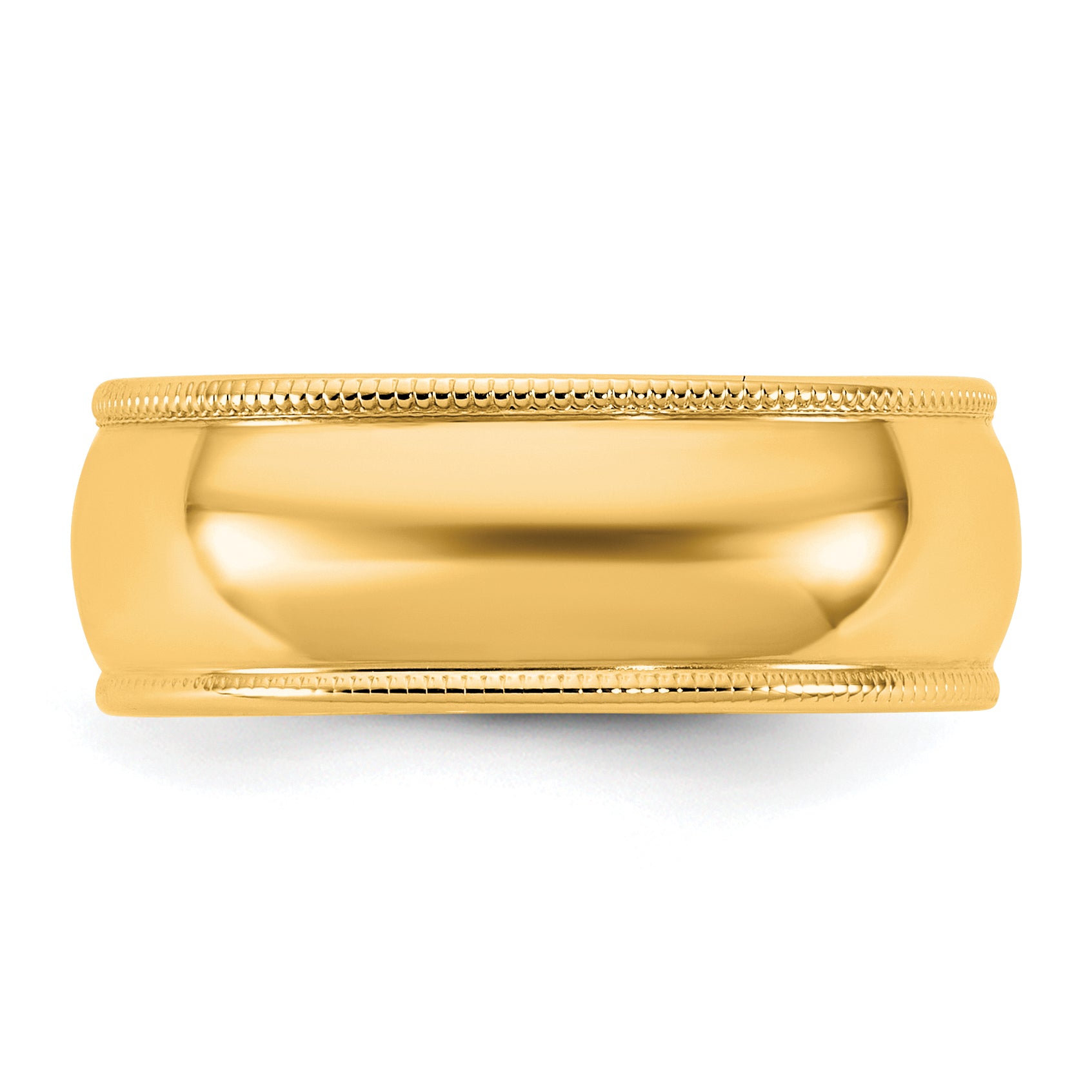 7.0mm 10K Yellow Gold Lightweight Milgrain Half Round Wedding Band - Sophia Jewelers