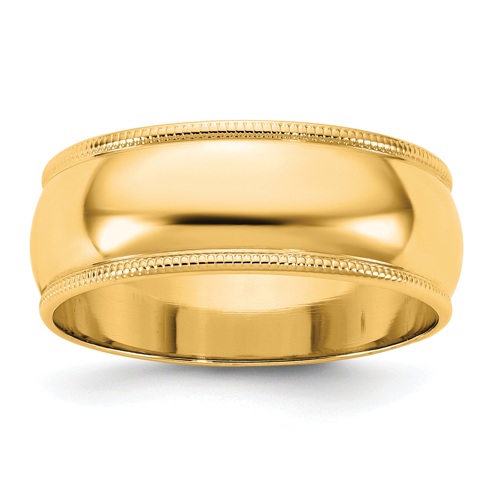 14KY 7mm Lightweight Milgrain Half Round Band