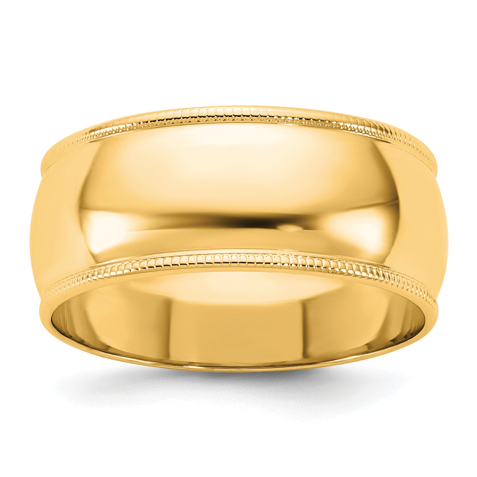 14KY 8mm Lightweight Milgrain Half Round Band