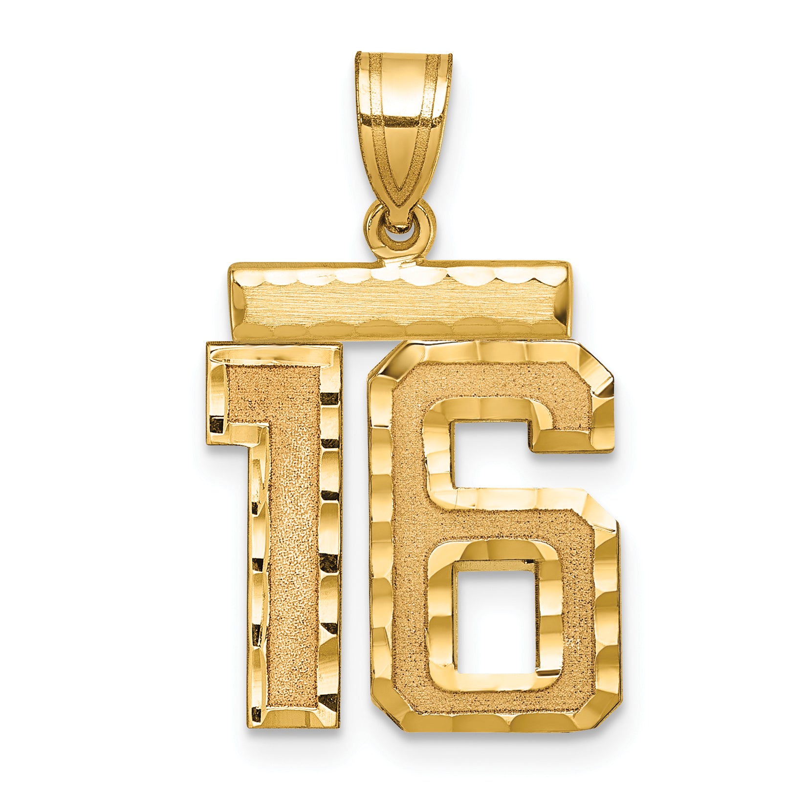 14K Gold Diamond-Cut Number 16 Charm Polished, Medium Yellow Gold Secondary image