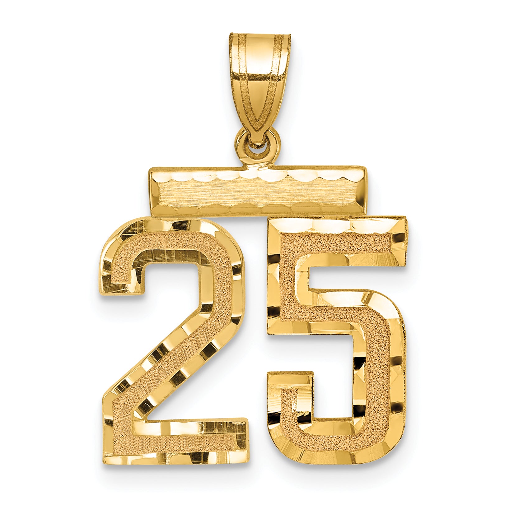14K Gold Medium Diamond-Cut Number 25 Charm Polished Yellow Gold Secondary image