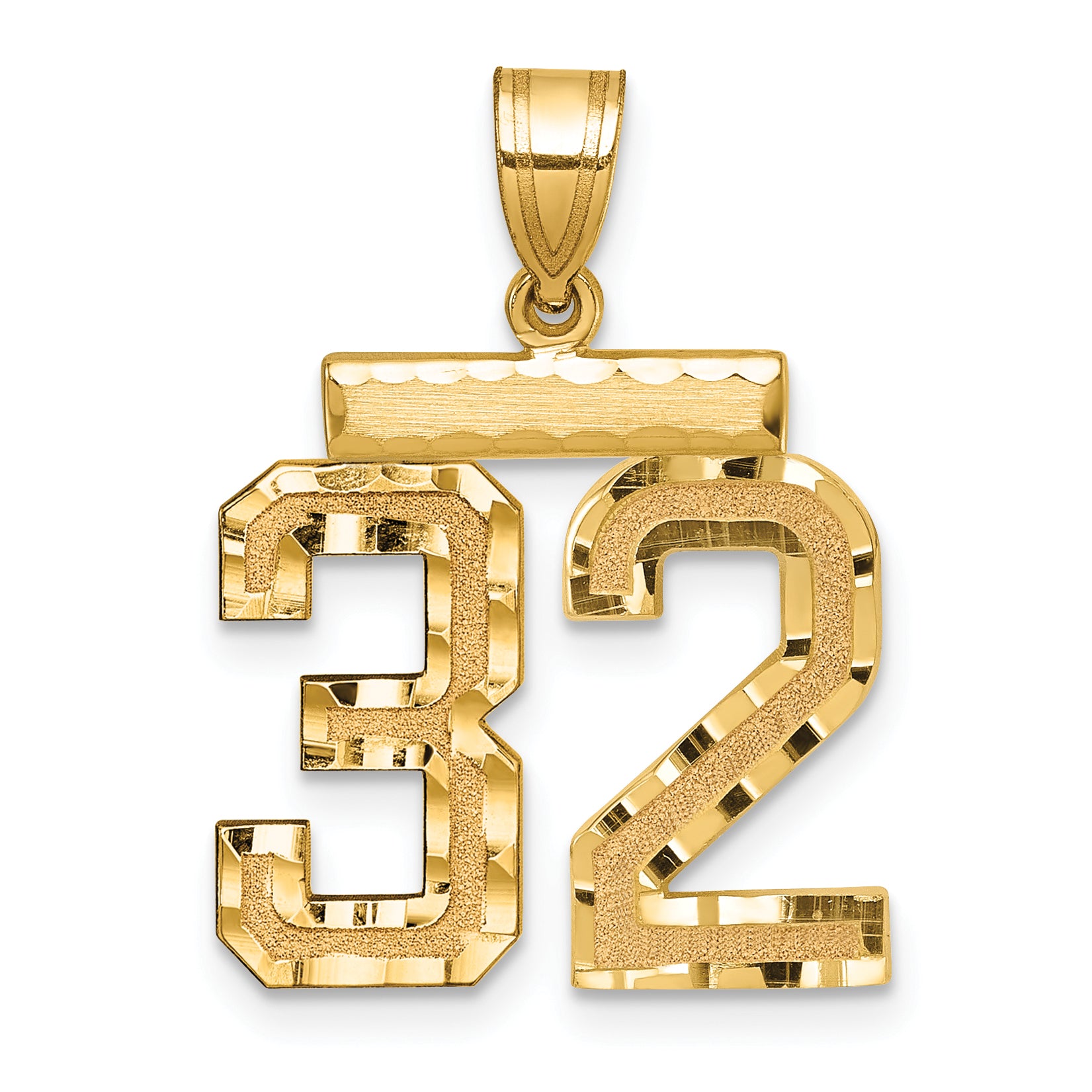 14K Gold Diamond-Cut Number 32 Charm in Polished Yellow Gold Secondary image
