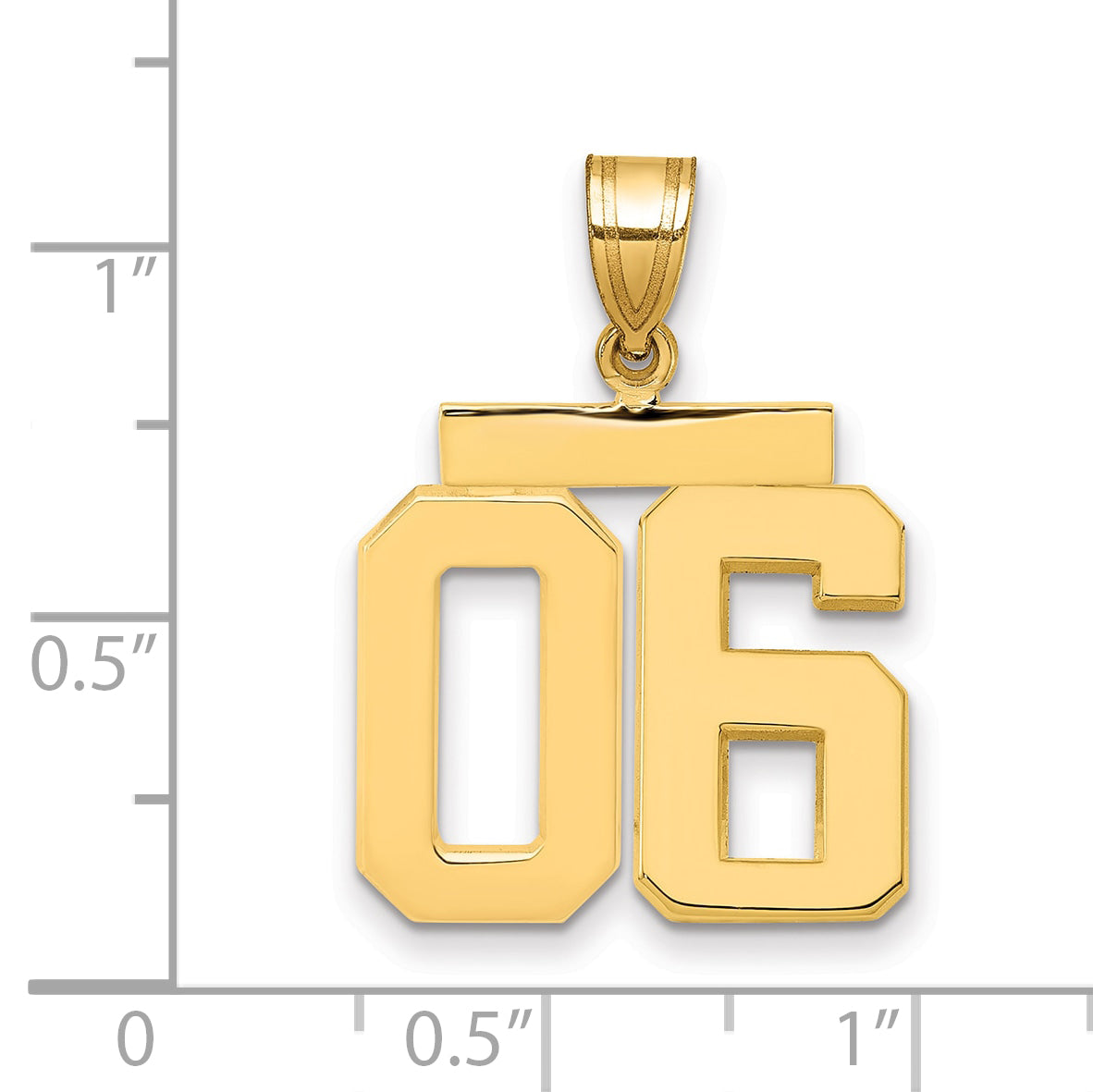 10k Medium Polished Number 06 Charm