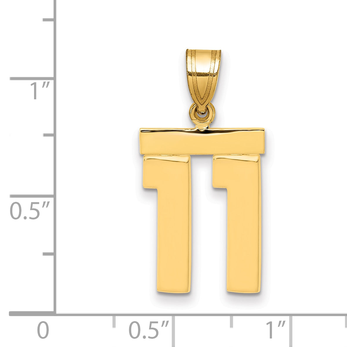 10K Yellow Gold Polished Medium Number 11 Charm Secondary image