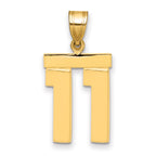 10K Yellow Gold Polished Medium Number 11 Charm