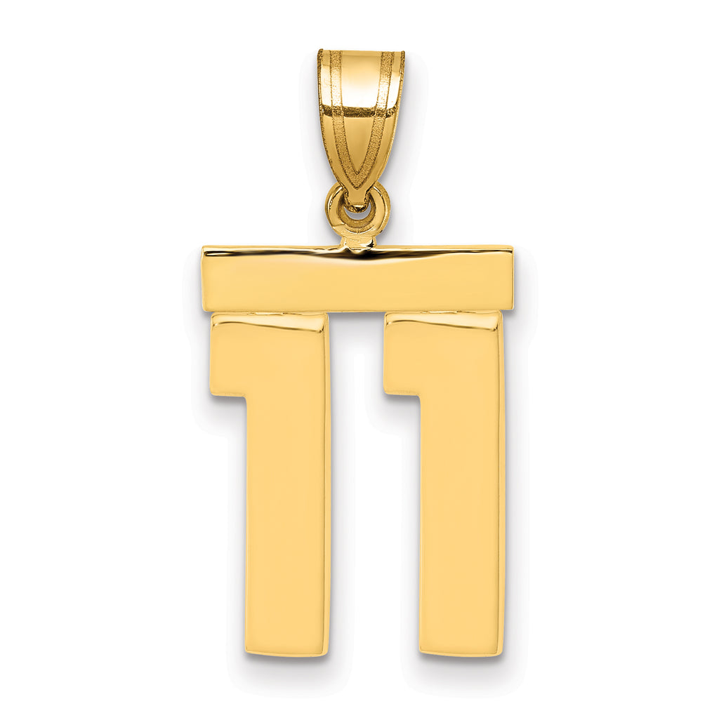 10K Yellow Gold Polished Medium Number 11 Charm