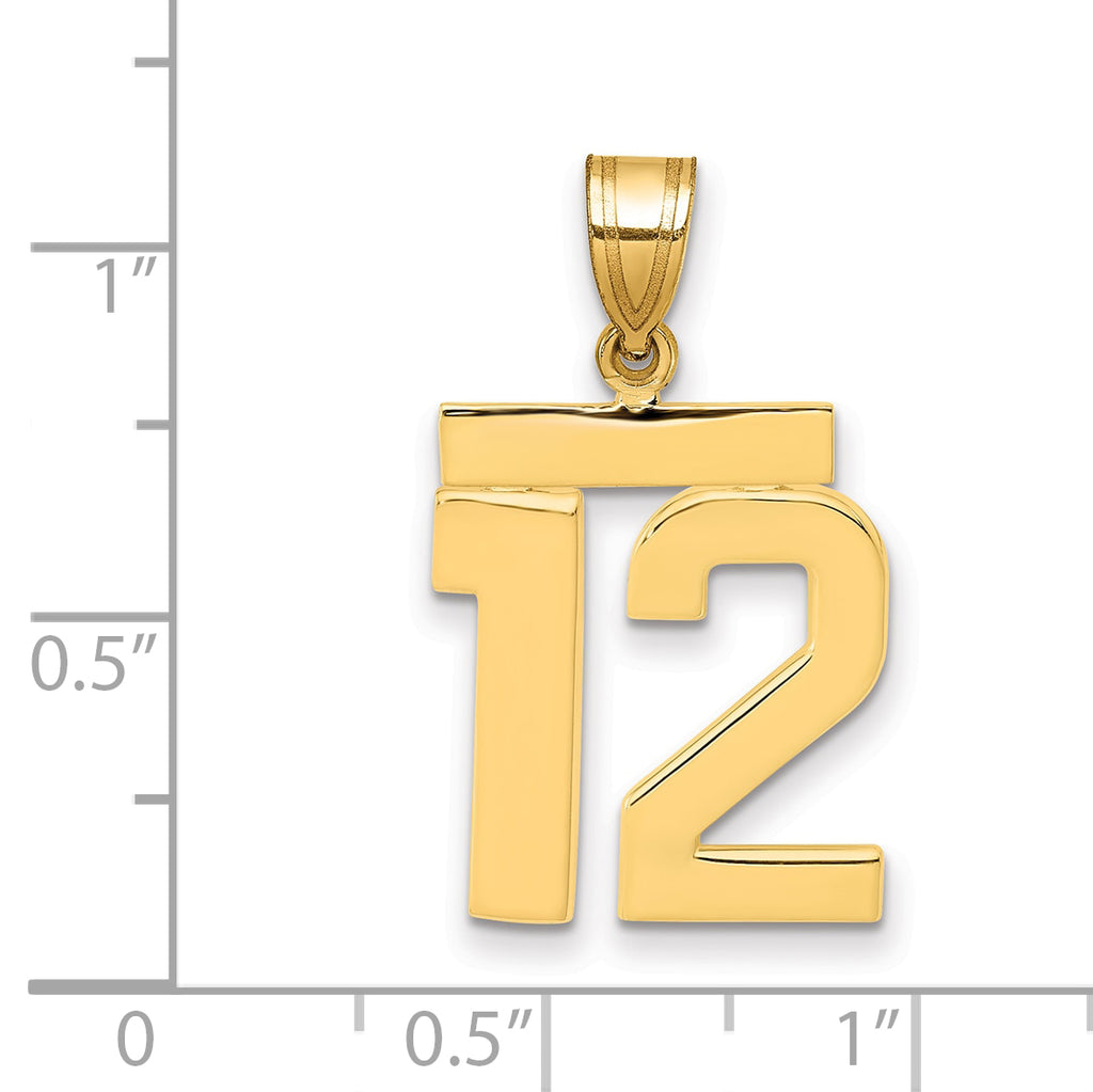 10K Yellow Gold Polished Medium Number 12 Charm