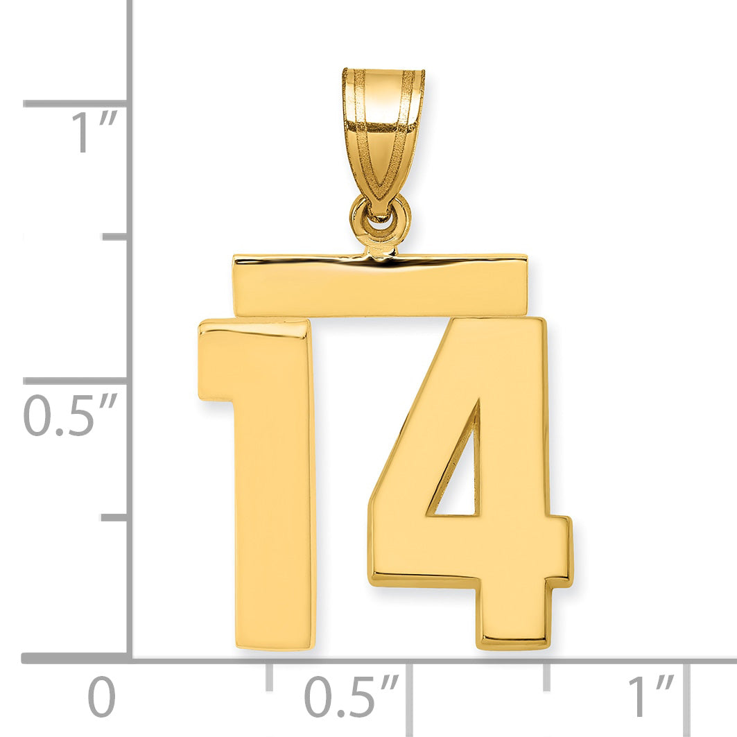 10K Yellow Gold Polished Medium Number 14 Charm