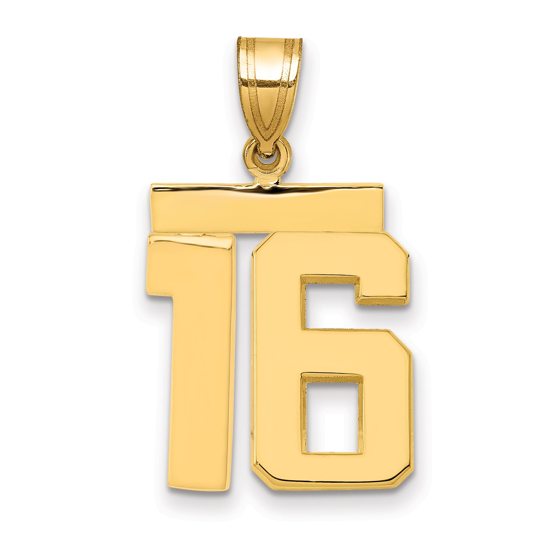 10k Medium Polished Number 16 Charm