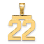 10K Yellow Gold Polished Medium Number 22 Charm