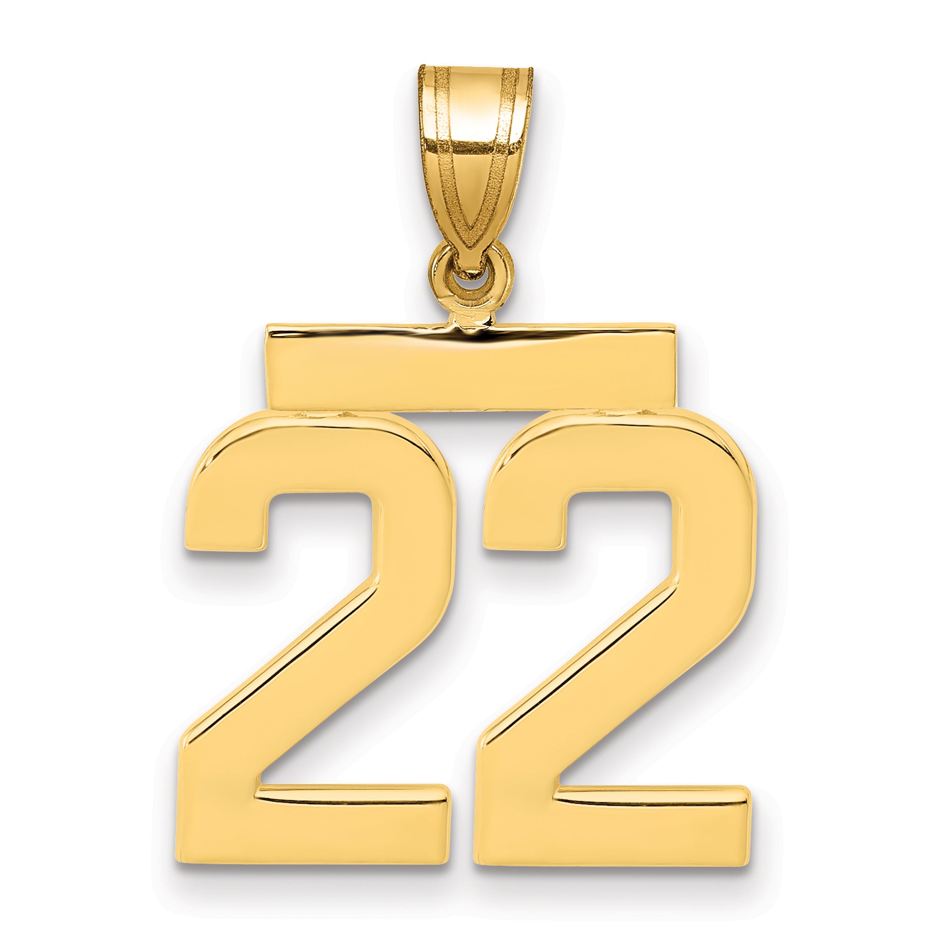 10K Yellow Gold Polished Medium Number 22 Charm