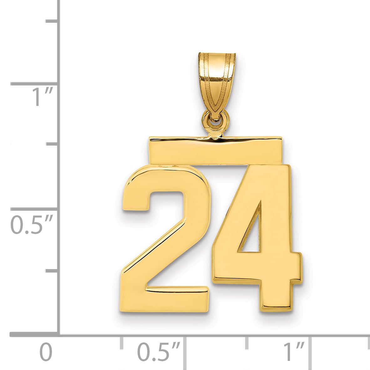 10K Yellow Gold Polished Medium Number 24 Charm