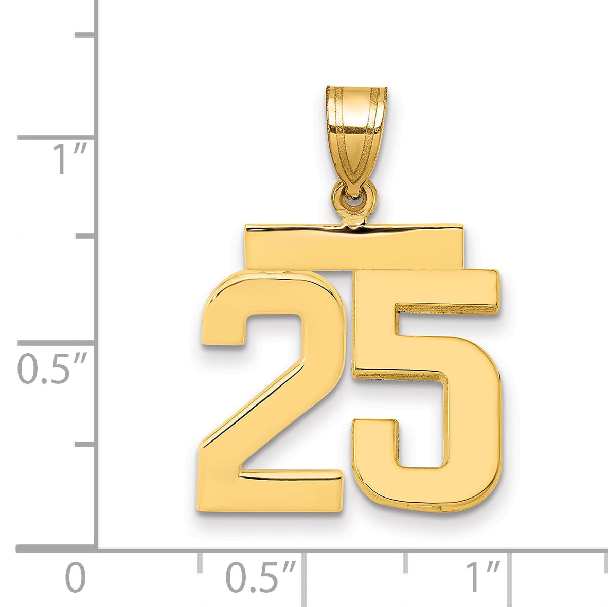 10k Medium Polished Number 25 Charm