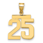 10K Yellow Gold Polished Medium Number 25 Charm