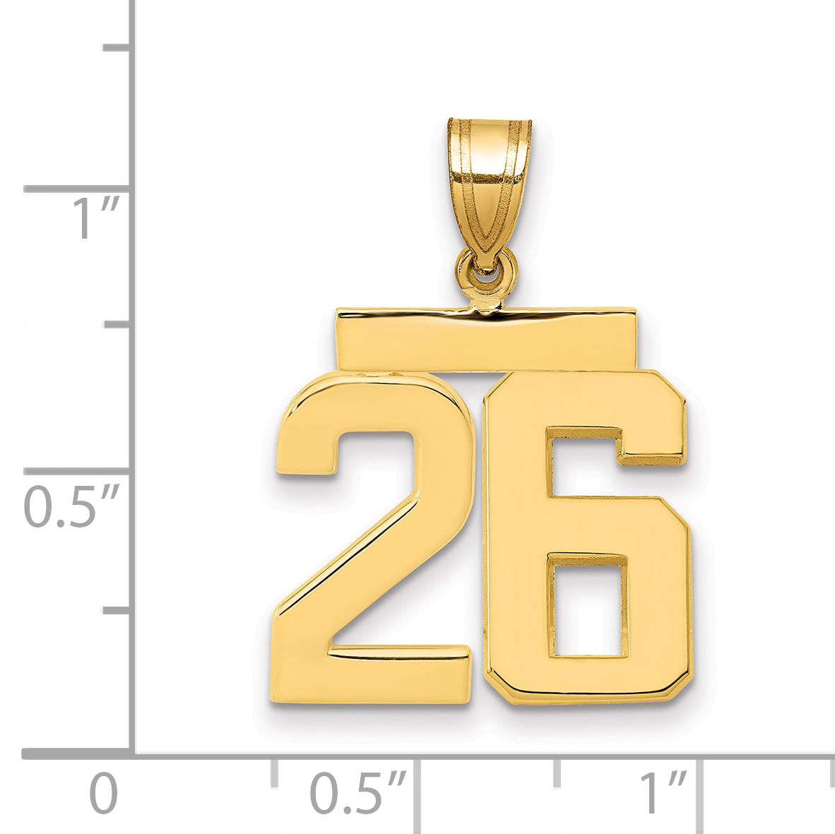 10K Yellow Gold Polished Medium Number 26 Charm Secondary image
