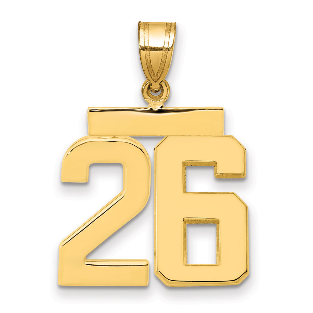 10K Yellow Gold Polished Medium Number 26 Charm