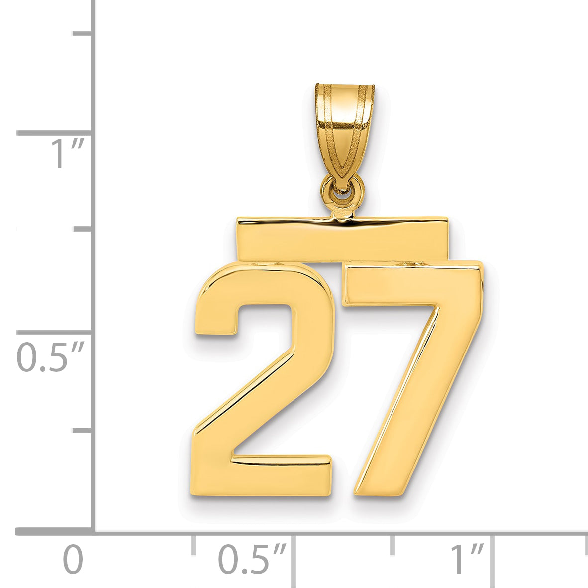 10K Yellow Gold Polished Medium Number 27 Charm