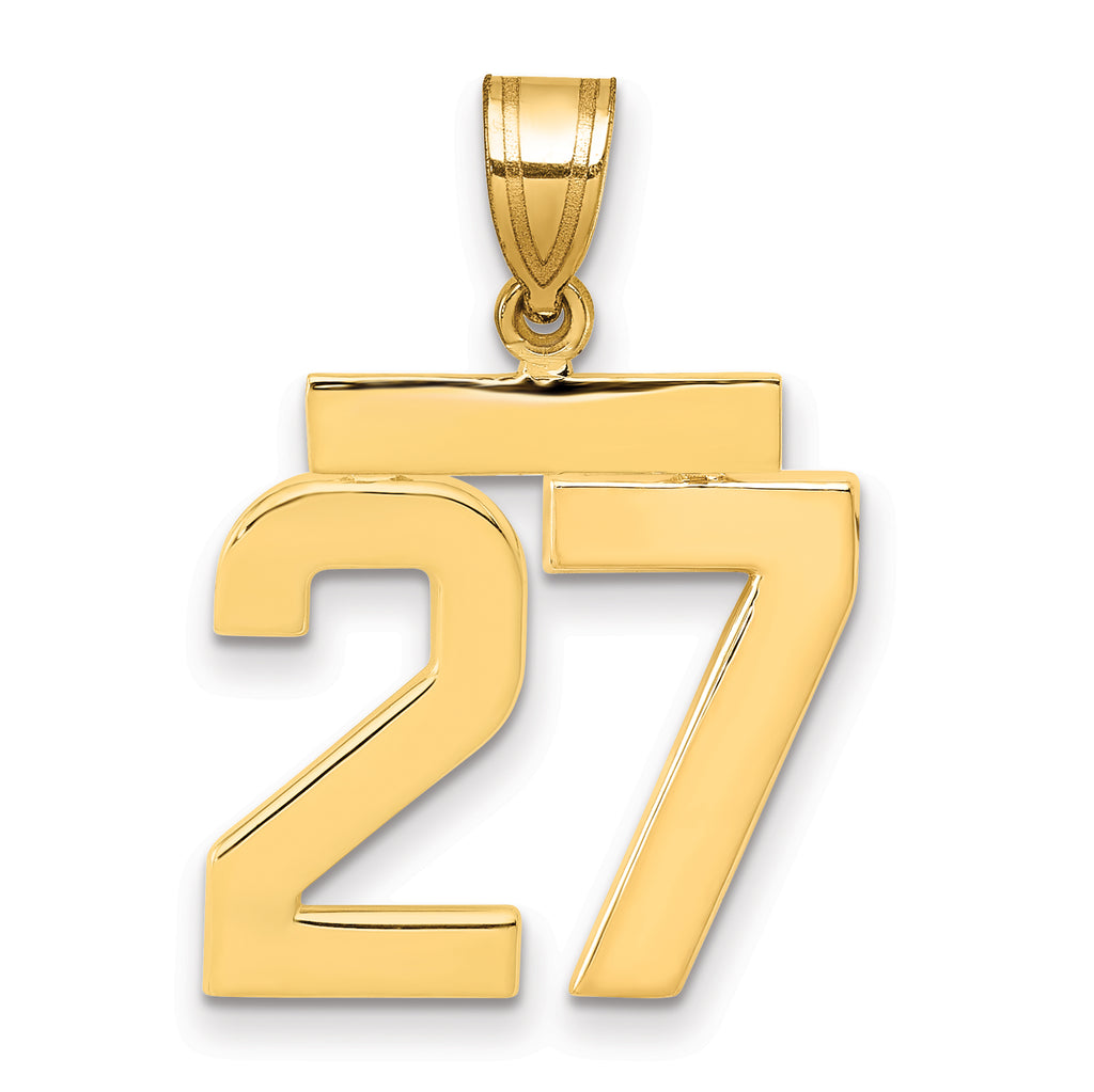 10K Yellow Gold Polished Medium Number 27 Charm