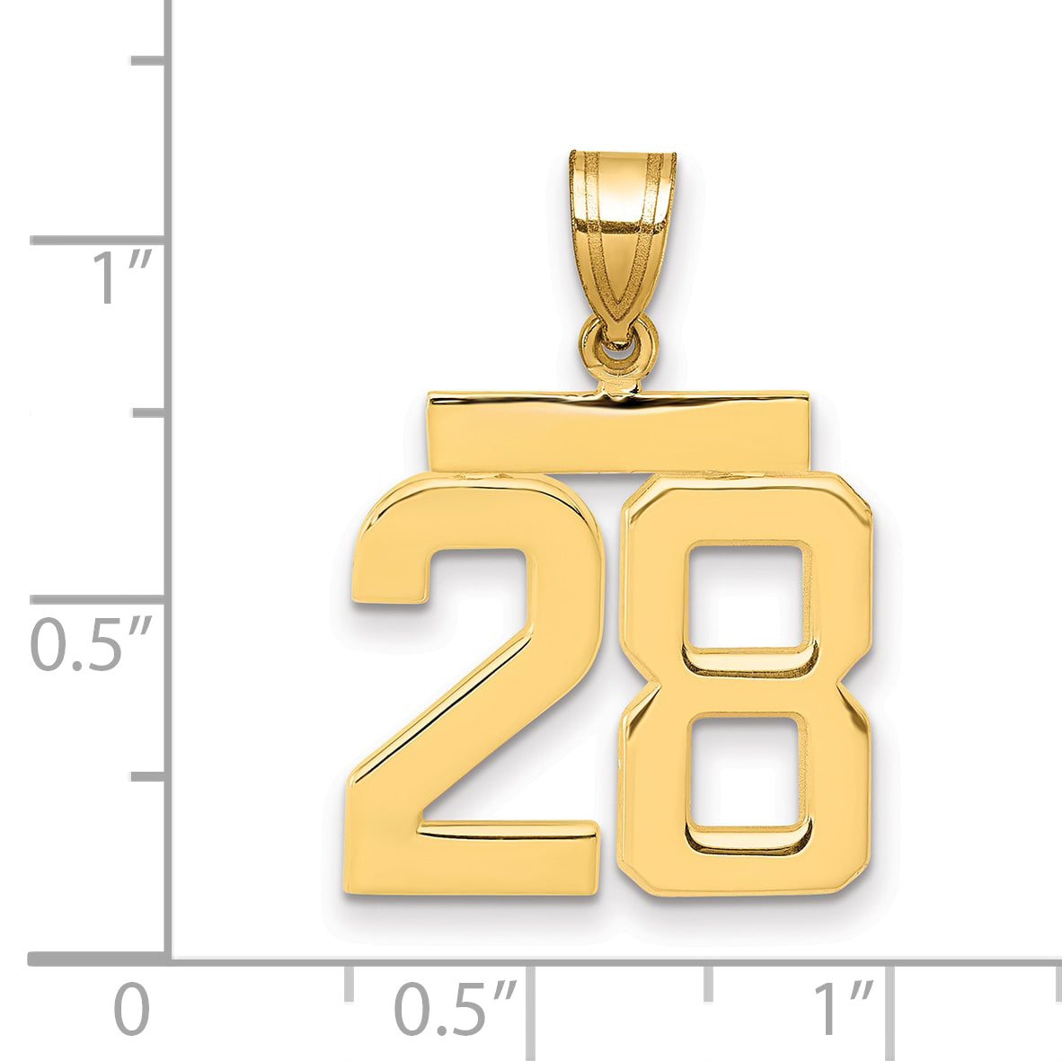 10K Yellow Gold Polished Medium Number 28 Charm