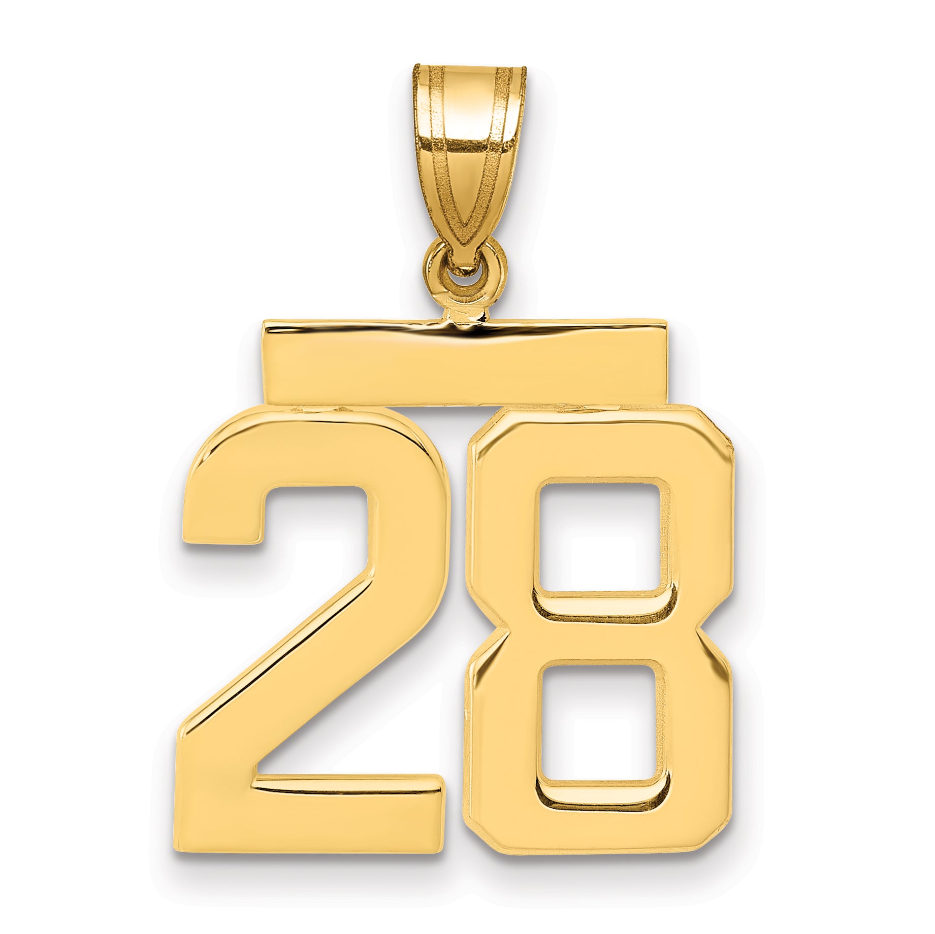 10k Medium Polished Number 28 Charm