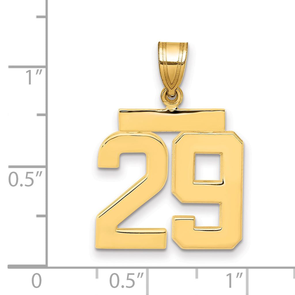 10K Yellow Gold Polished Medium Number 29 Charm