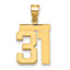 10K Yellow Gold Polished Medium Number 31 Charm