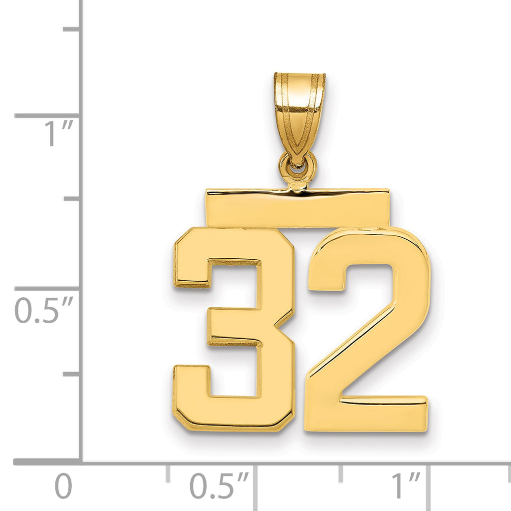 10K Yellow Gold Polished Medium Number 32 Charm