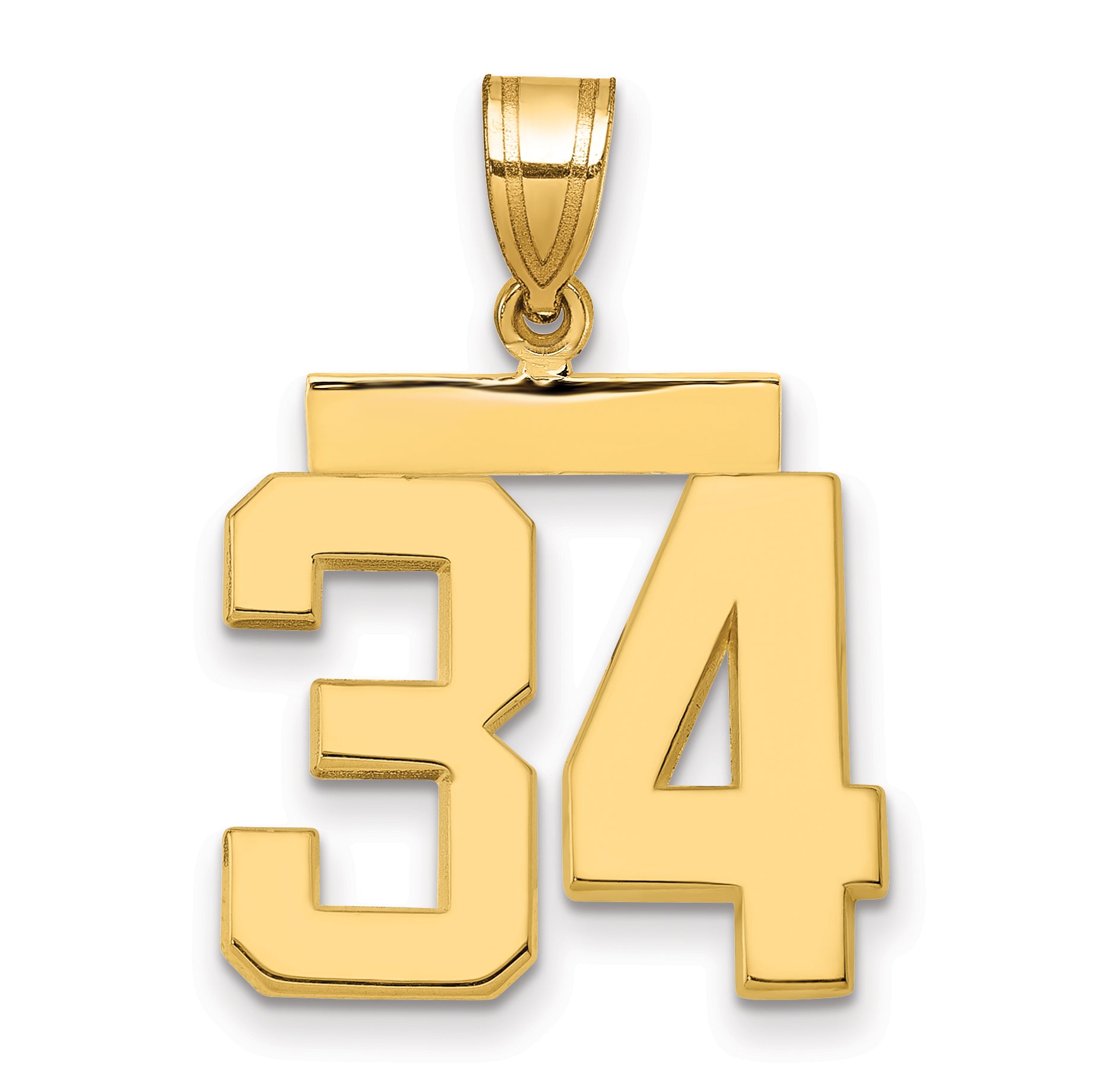 10K Yellow Gold Polished Medium Number 34 Charm