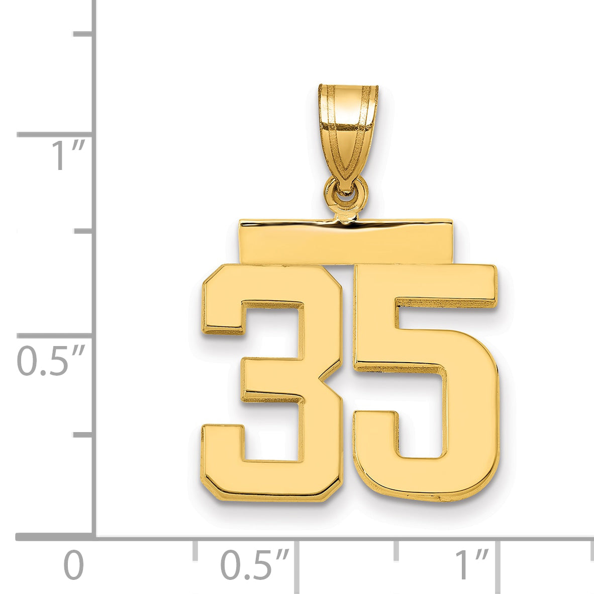 10k Medium Polished Number 35 Charm