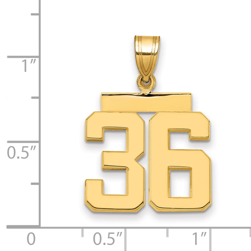 10K Yellow Gold Polished Medium Number 36 Charm