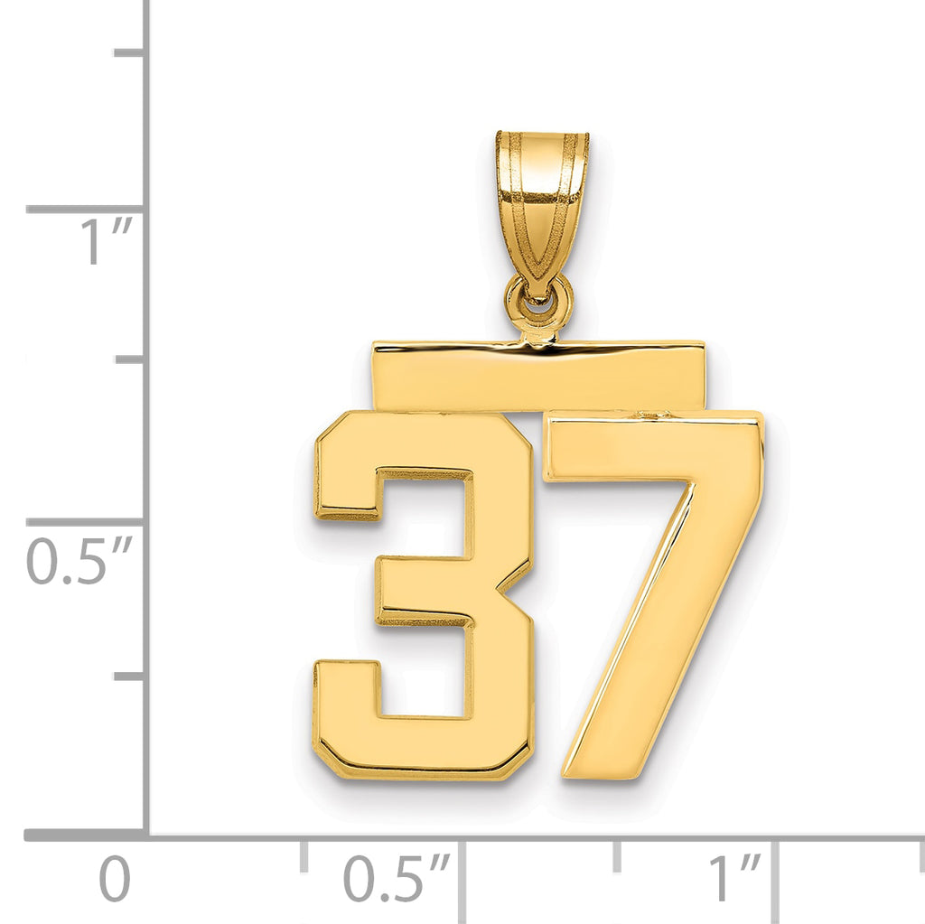 10K Yellow Gold Polished Medium Number 37 Charm