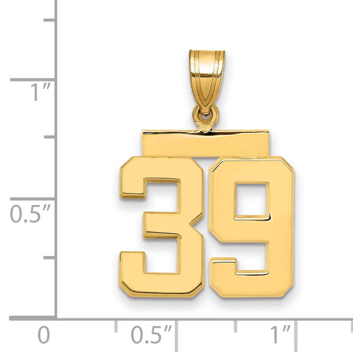 10K Yellow Gold Polished Medium Number 39 Charm