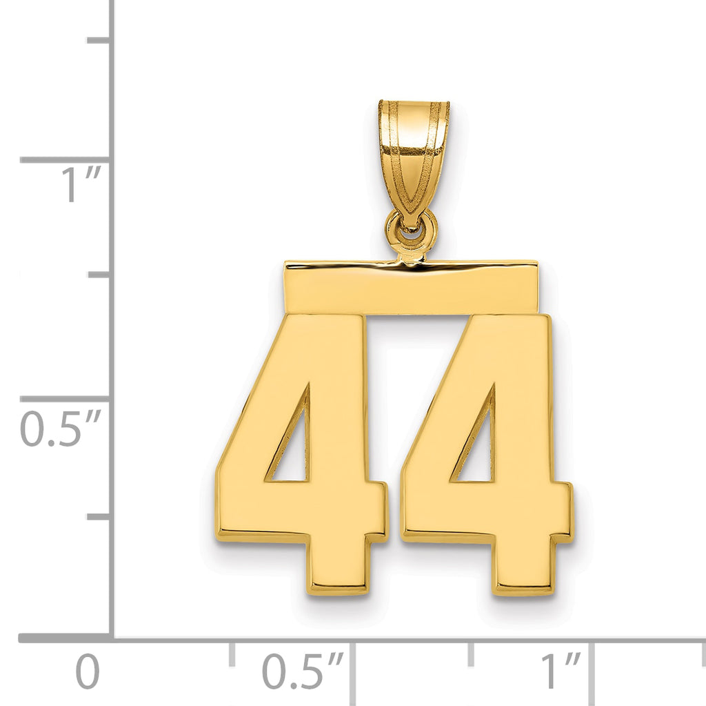10K Yellow Gold Polished Medium Number 44 Charm