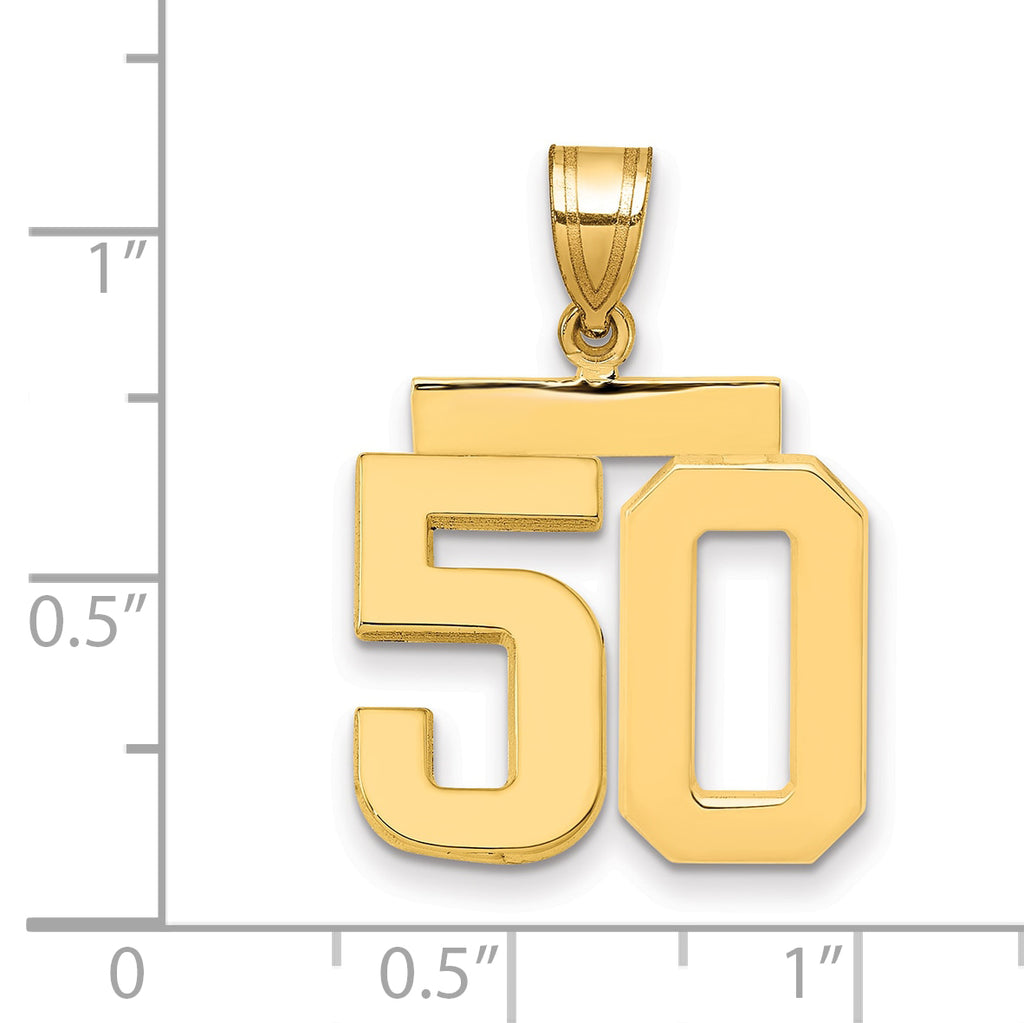 10K Yellow Gold Polished Medium Number 50 Charm