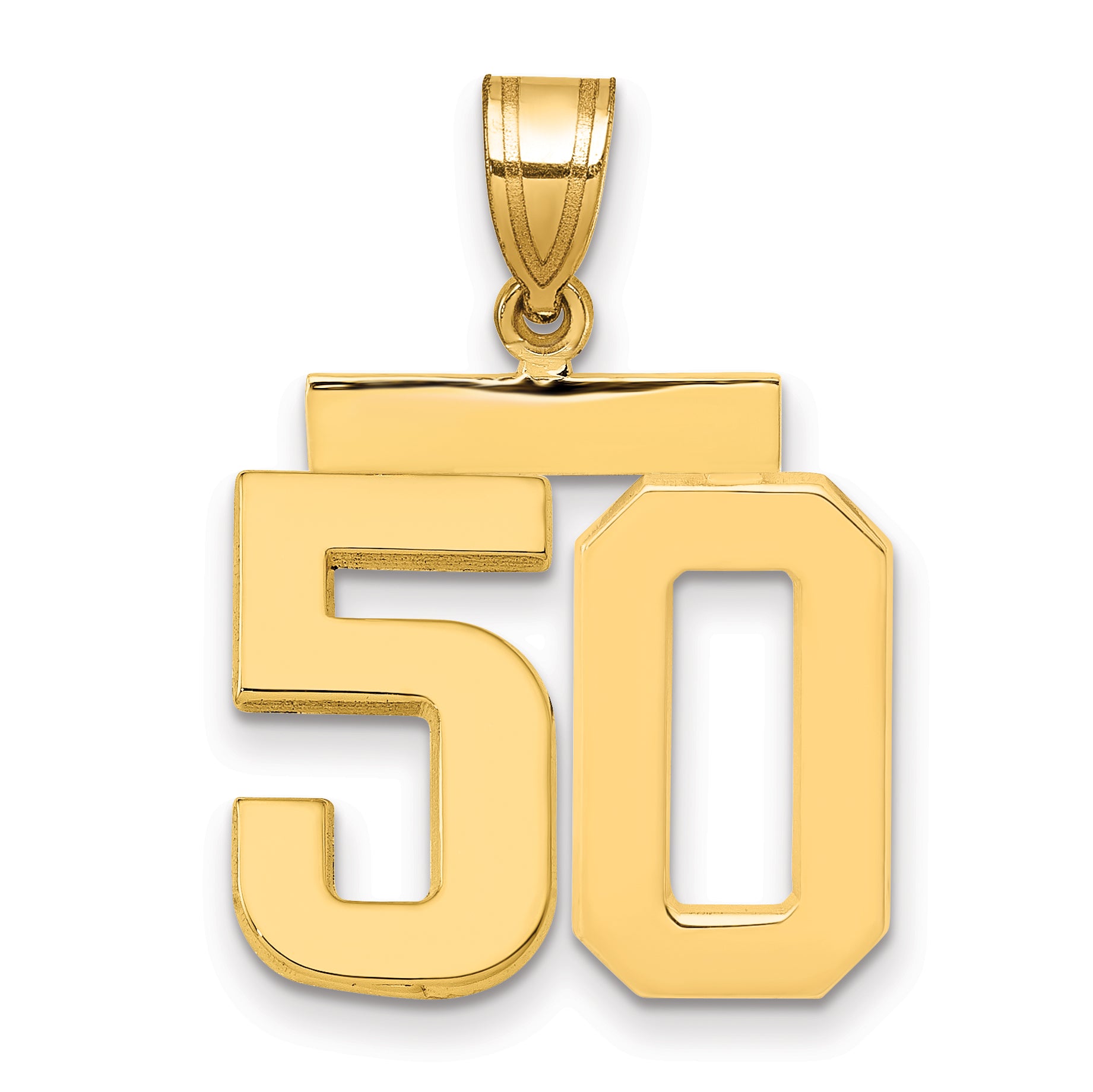 10K Yellow Gold Polished Medium Number 50 Charm