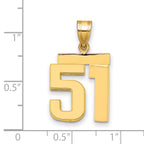 10K Yellow Gold Polished Medium Number 51 Charm