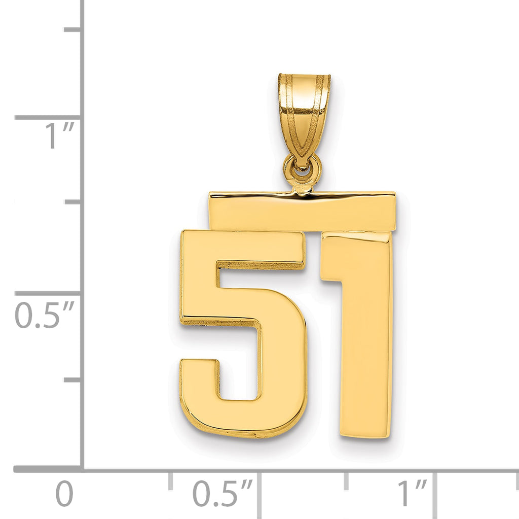 10K Yellow Gold Polished Medium Number 51 Charm