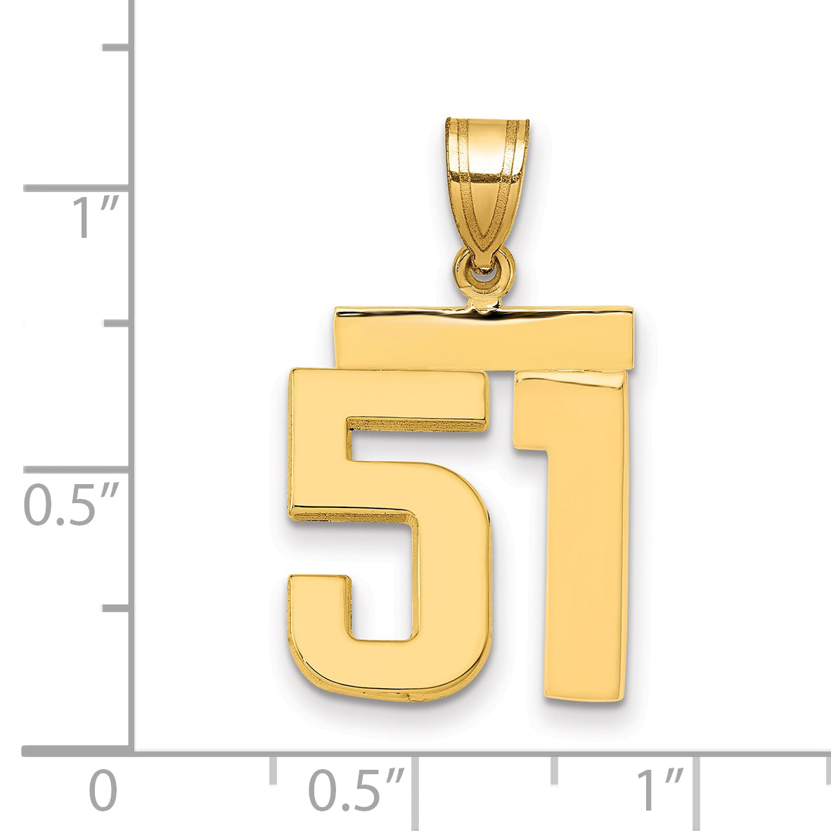 10K Yellow Gold Polished Medium Number 51 Charm