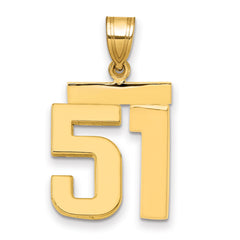 10k Medium Polished Number 51 Charm