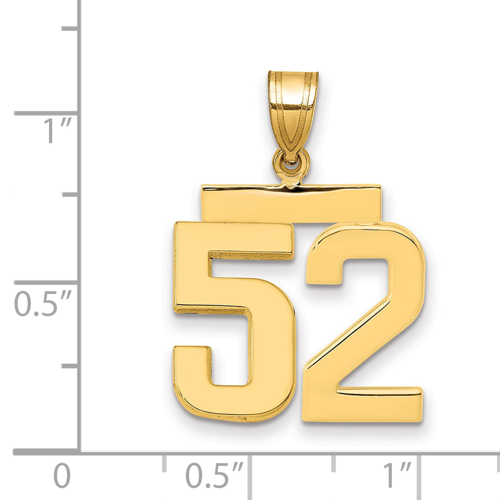 10K Yellow Gold Polished Medium Number 52 Charm