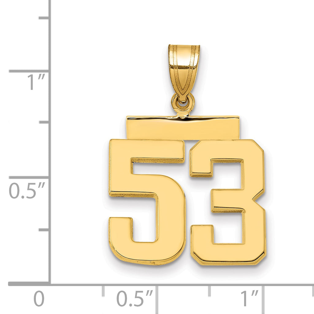 10K Yellow Gold Polished Medium Number 53 Charm