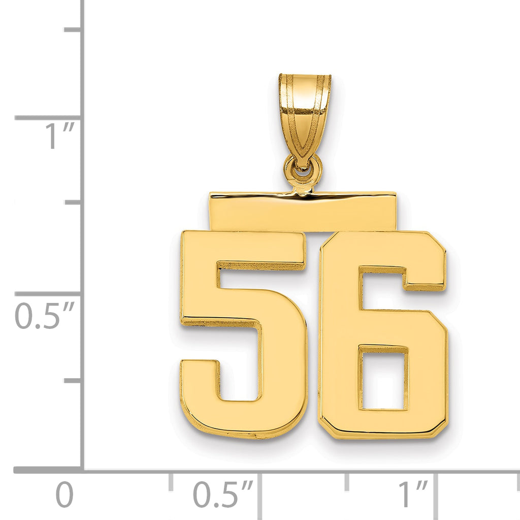 10K Yellow Gold Polished Medium Number 56 Charm