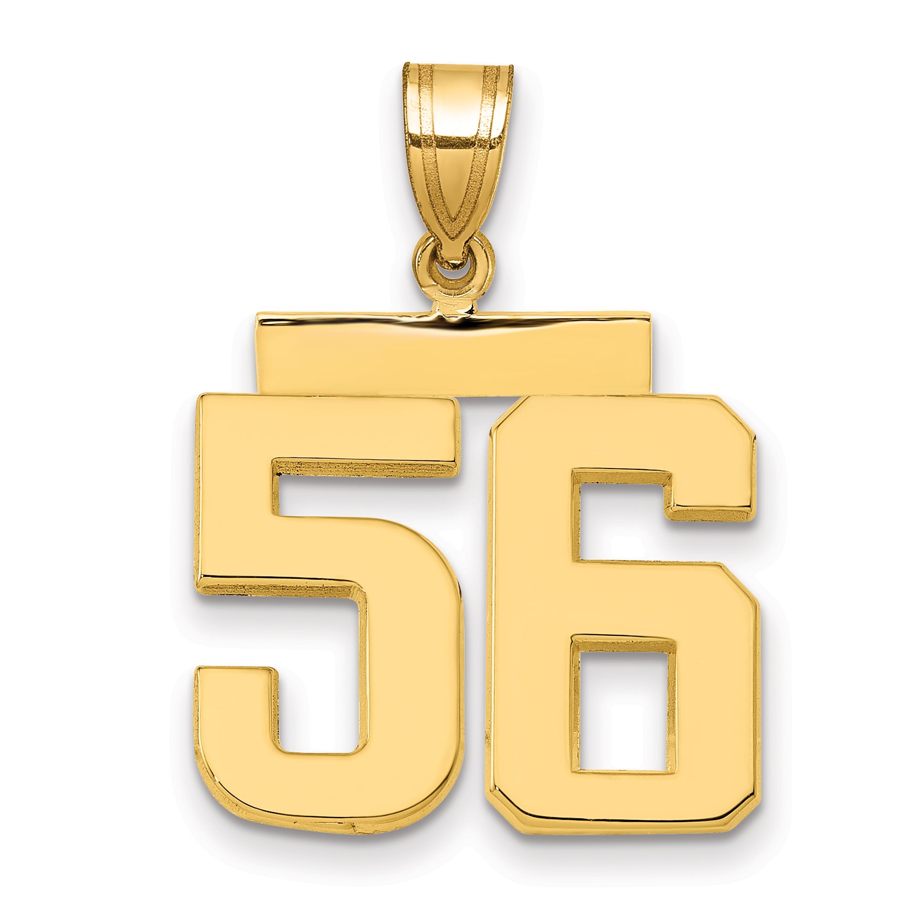 10K Yellow Gold Polished Medium Number 56 Charm