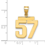 10K Yellow Gold Polished Medium Number 57 Charm