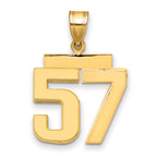 10K Yellow Gold Polished Medium Number 57 Charm