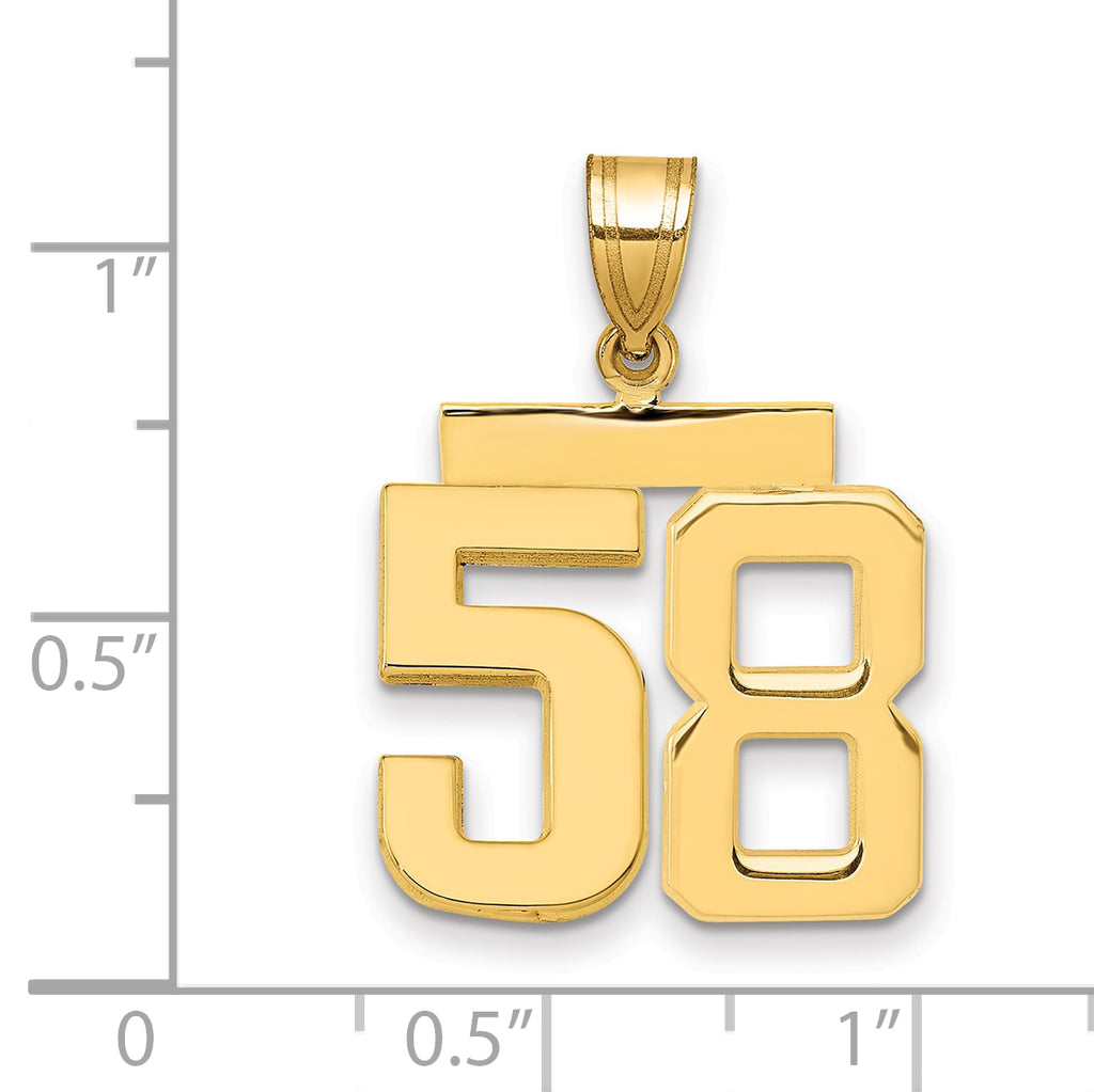 10K Yellow Gold Polished Medium Number 58 Charm