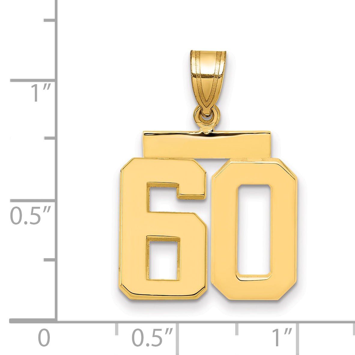 10K Yellow Gold Polished Medium Number 60 Charm