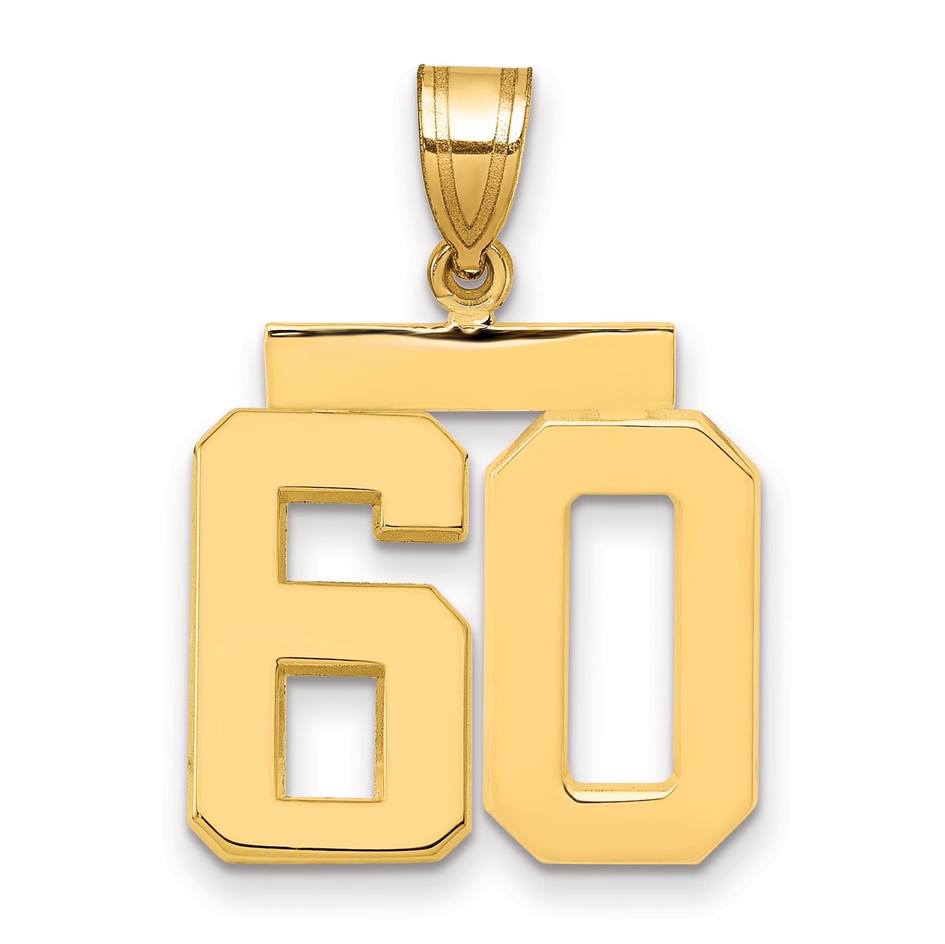 10K Yellow Gold Polished Medium Number 60 Charm